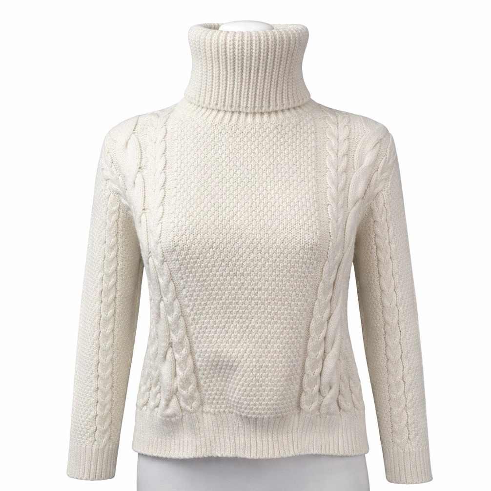 Madewell Women's Cable Knit Turtle Neck Long Sleeve Sweatshirt Sweater Top Sz M